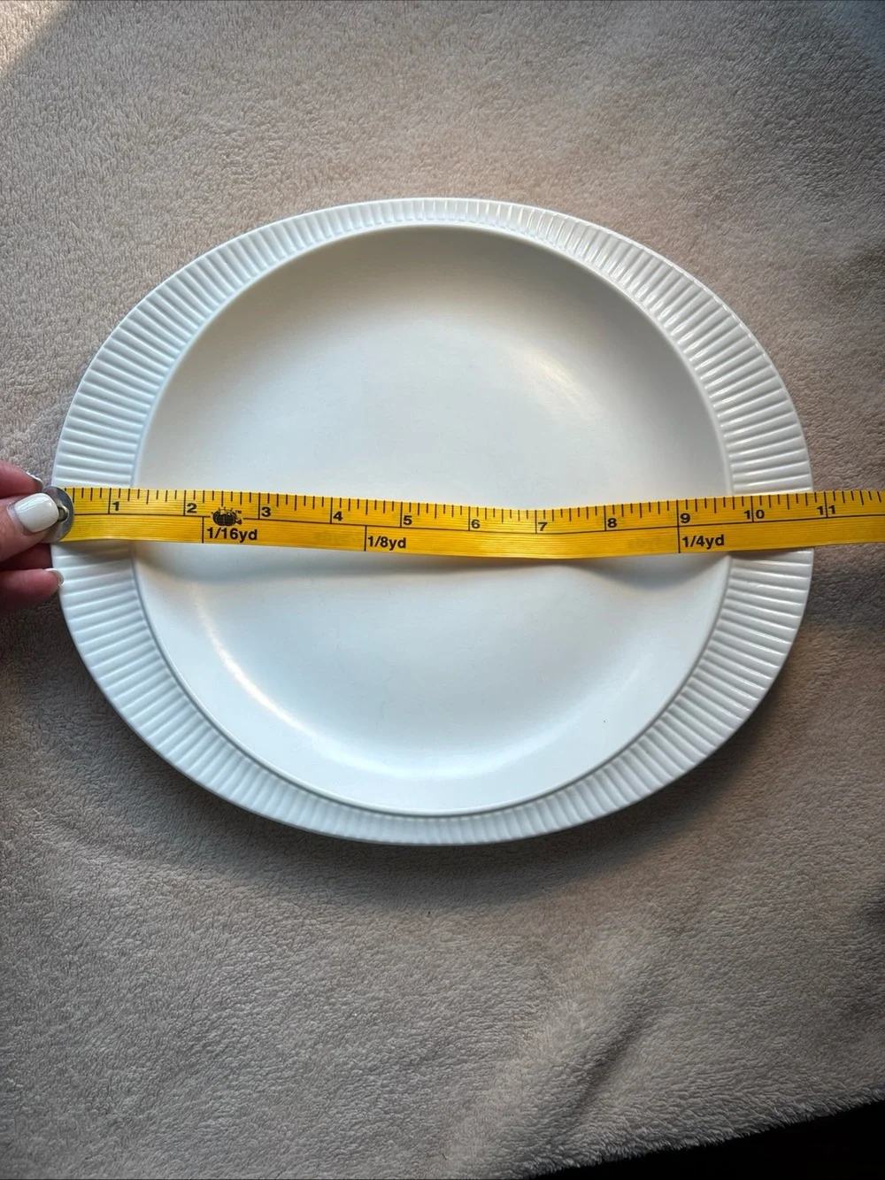 White Textured Ceramic Dinner Plate - Classic Home Dining